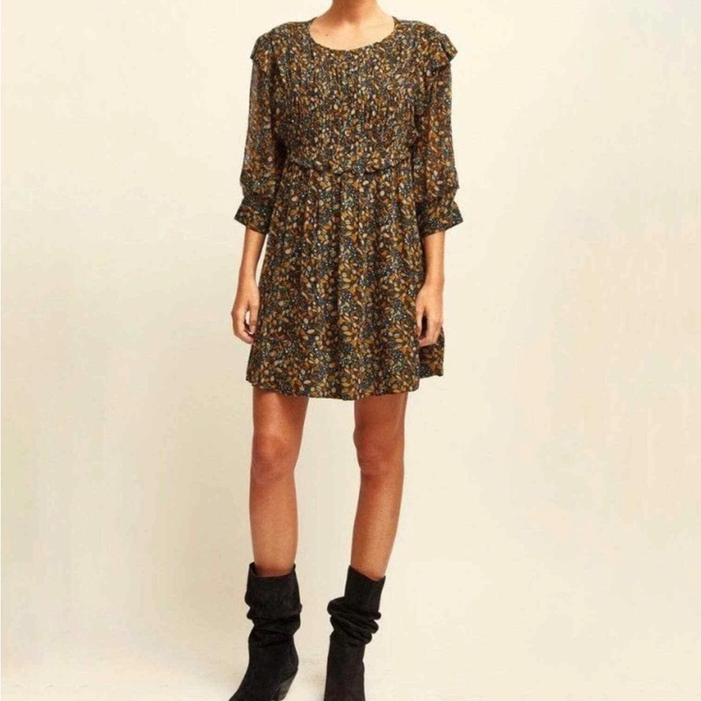 Brand new Ba&sh Sandra ruffle-trimmed printed georgette mini dress